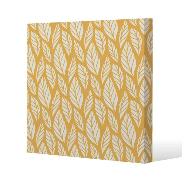 Benjamin Tate Design White Leaf Pattern on Orange (Canvas Print)