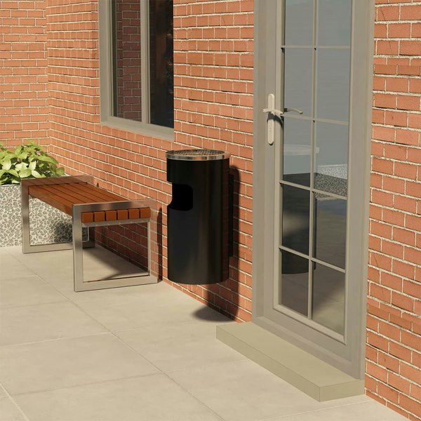 Berkfield Wall Ashtray Dustbin Steel 26 L Black