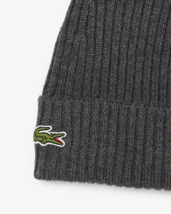 Lacoste Mens Ribbed Beanie - Pitch Chine 050 | CHO | Designer Mens Beanies