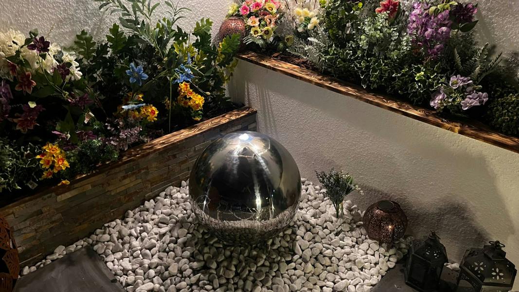 Tranquillity Water Features 40cm Stainless Steel Sphere Modern Metal Water Feature