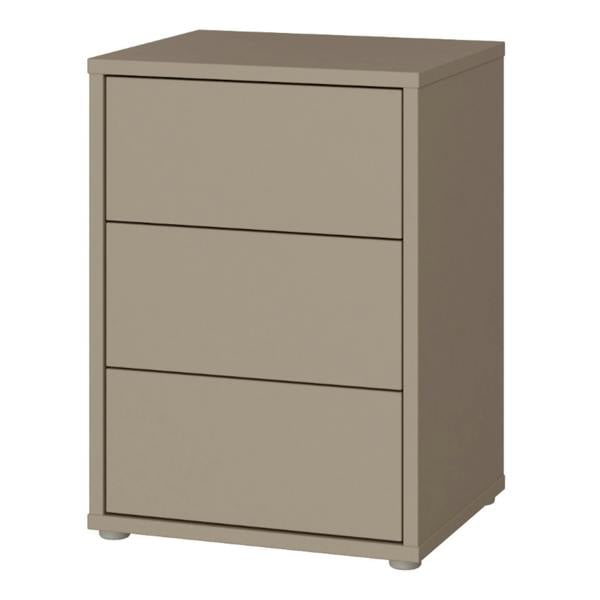 Furniture To Go Alice Springs Bedside Cabinet with 3 Drawers Push-to-Open in Taupe