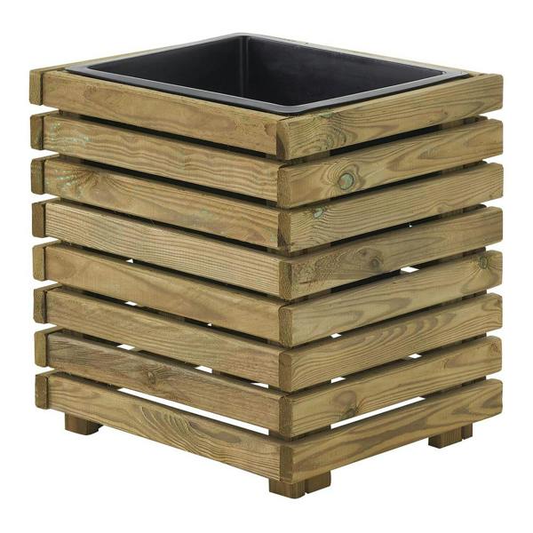 Cerland Horizon Garden Slatted Wooden Planter 40cm x 32cm 13L Modern Plant Pot