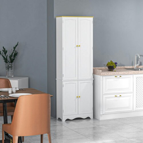 Wyld Haus Banodo 183cm Wooden White 4 Door Freestanding Kitchen Cabinet 4 Shelves