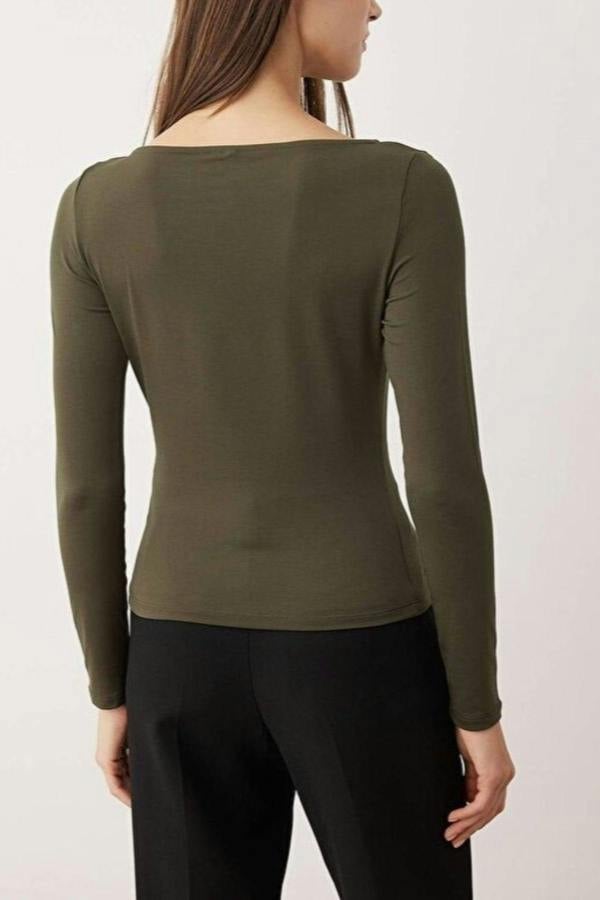WOVCOR Accessory/Cut out Detailed Long Sleeve Fitted Knit Blouse