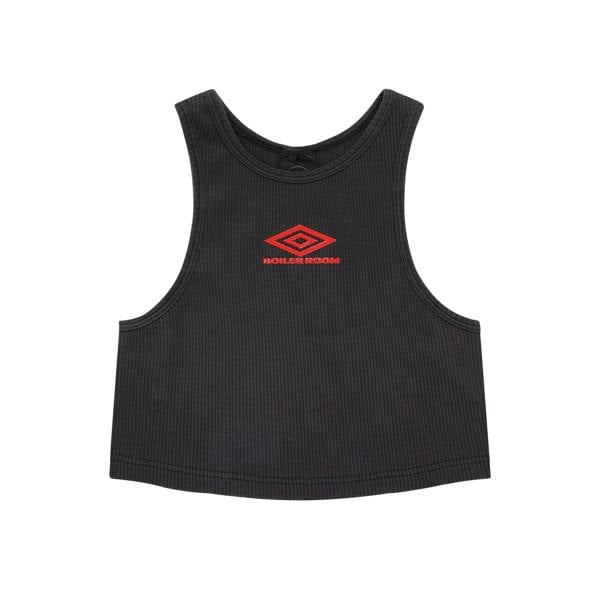 Umbro Womens Boiler Room Ribbed Cropped Vest Top - Black