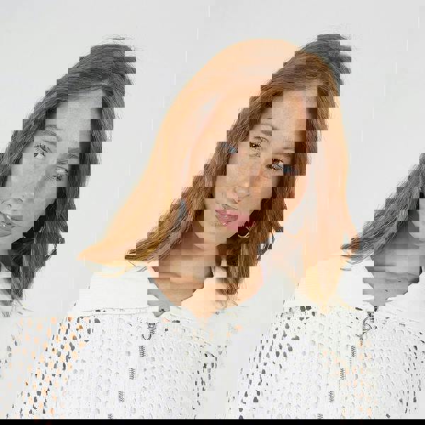 Brave Soul White Crochet Knit Zip Through Cardigan - White Image 4