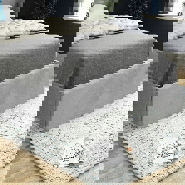 Casa Magna Nuno Straight Winged Upholstered Soft Velvet Bed Frame - Grey