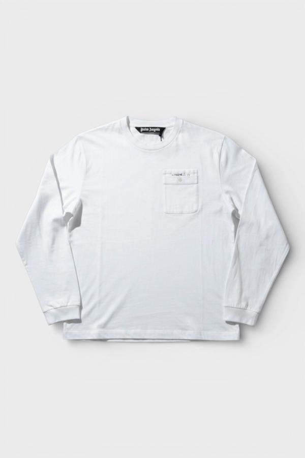 Palm Angels Regular Fit Long Sleeve Tee White