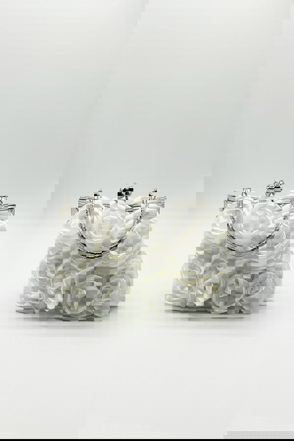 SVNX 3D Rose Clutch Bag in White