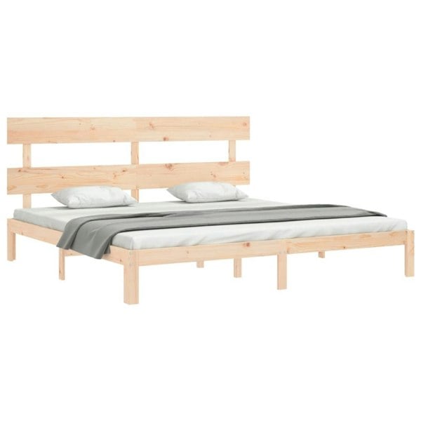 Berkfield Bed Frame with Headboard Super King Size Solid Wood