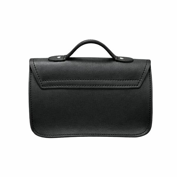 Zatchels Handmade Tannery Leather and Tweed Cross Body Micro Satchel Plus - Black
