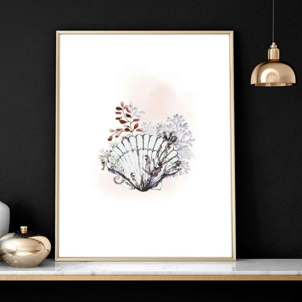 Home office print | set of 3 Seashells wall art prints