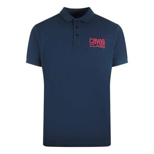 Cavalli Class Bold Logo Navy Blue Polo Shirt M