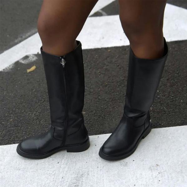 Windsorsmith Womens Black Fuax Leather Knee High Tall Boots - Blessing