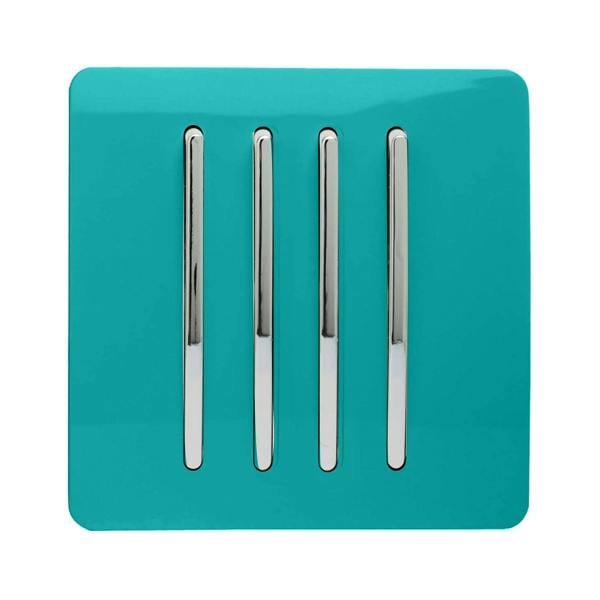 Trendi Switch 4 Gang 1 or 2 way Rocker Light Switch in Bright Teal