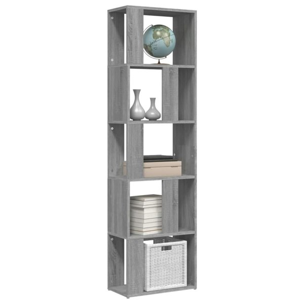 Berkfield Book Cabinet Grey Sonoma 45x24x160 cm Engineered Wood