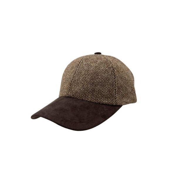 Heritage Traditions Tweed Suede Baseball Cap - Tan Cream Mix