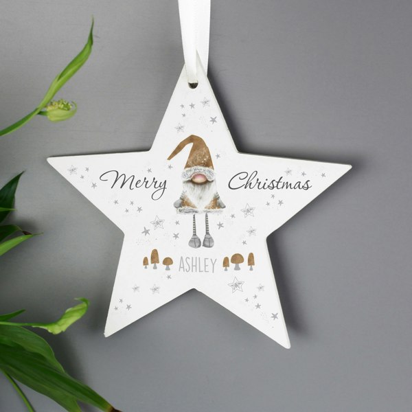 Personalised Memento Company Personalised Christmas Gonk Wooden Star Decoration