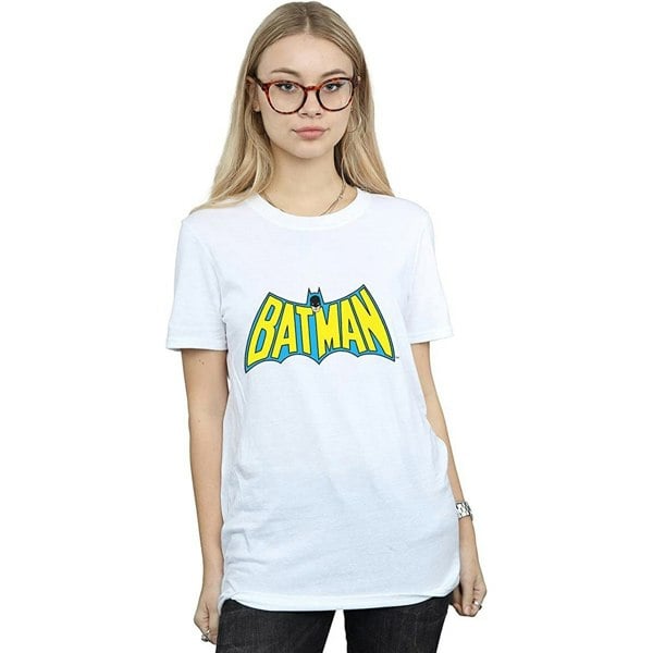 Batman Womens/Ladies Retro Logo Cotton Boyfriend T-Shirt - White