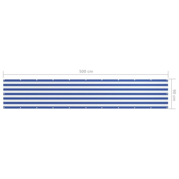 Berkfield Balcony Screen White and Blue 90x500 cm Oxford Fabric
