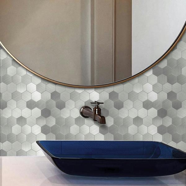 ENER-J Large HexaStyle Aluminum Peel & Stick Tile, Size: 290 x 288 x 4 mm (Pack of 4)