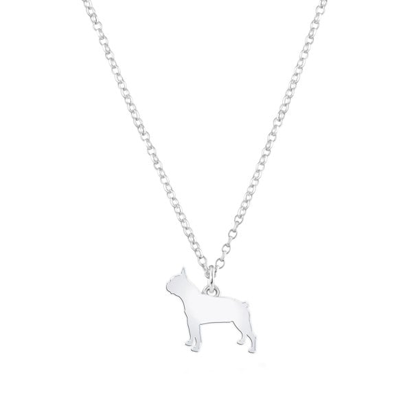 Boston Terrier Silhouette Silver Necklace - Personalised - MYLEE London