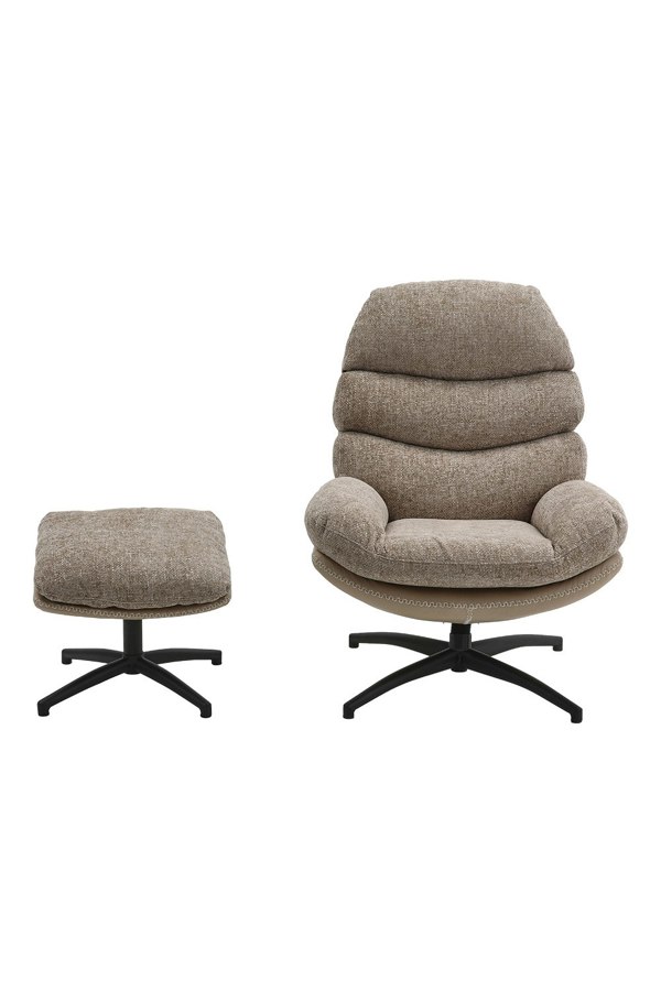 Living and Home Chenille Lounge Chair with Footstool
