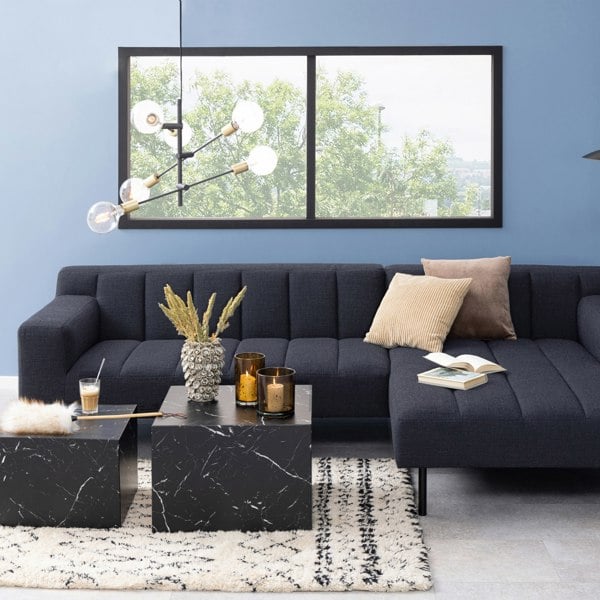 Furniture To Go Dice Square Coffee Table Set in Black Marble Effect