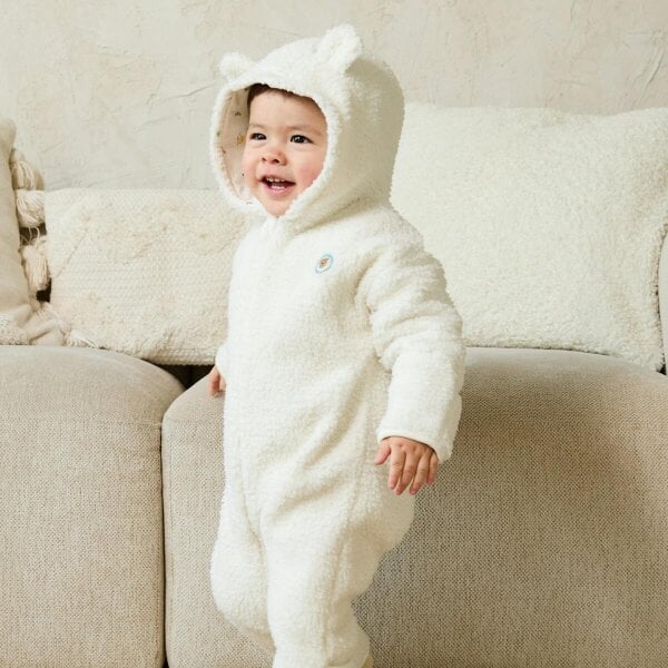 Mini Cuddles Little Bear Hooded Pramsuit (Cream)