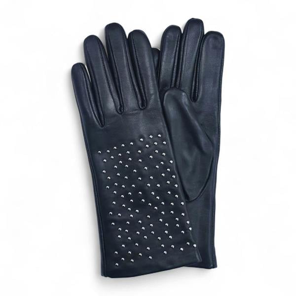 Infinity Leather Womens Italian Leather Winter Studded Design Soft Wool Lining Gloves - L-GLV-601