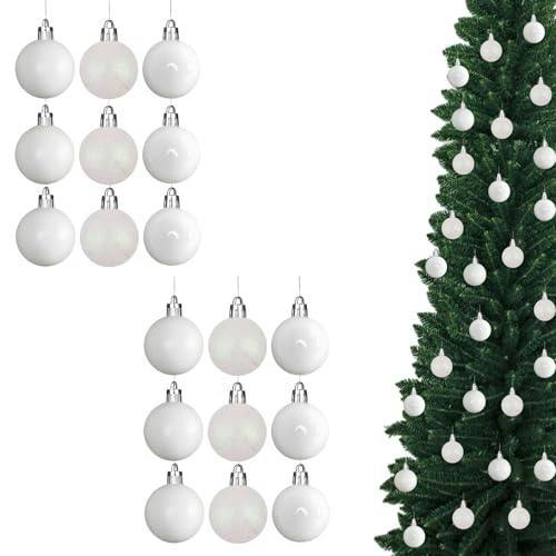 Shatchi 5cm White PVC Christmas Baubles, Pack Size Options for Festive Tree and Seasonal Displays