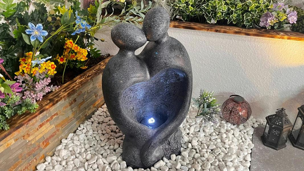 Tranquillity Water Features Heart Couple Contemporary Solar Water Feature