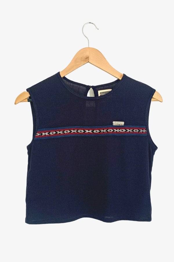 Handmade Stories Upcycled navy blue sleeveless top