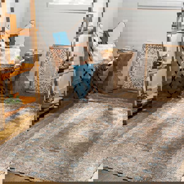 Livabliss Colin-Washable Brown Grey Blue Traditionnal Vintage Boho Rug