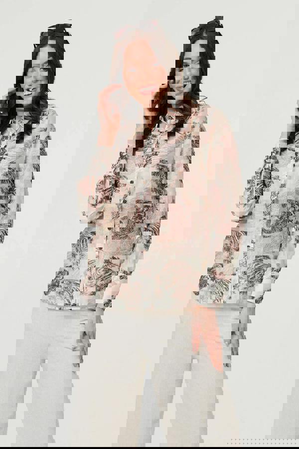 Beige | Paisley Long Sleeve Collared Shirt