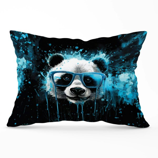 Warren Reed Blue Splashart Panda Face Cushions