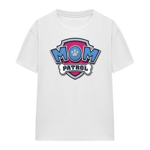 Paw Patrol Unisex Adult Mom Patrol Badge Mothers Day T-Shirt - White