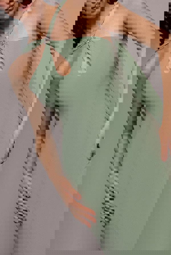 Multiway Cape Chiffon With Embellished Trim Maxi Dress - Sage Green DR4924