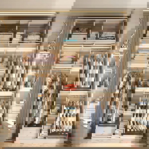 Leclerc Tall Wooden Wardrobe, White-Rit Concept-Rit Concept