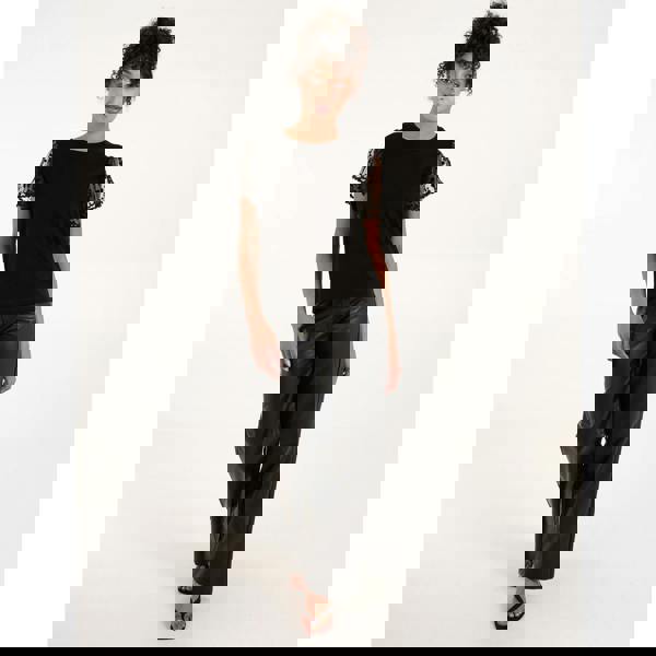 Blue Vanilla Polka Dot Mesh Sleeve T-shirt