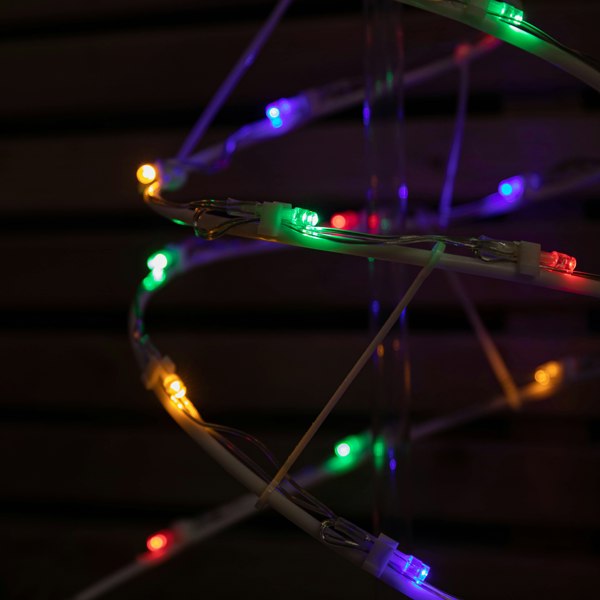 Samuel Alexander 45cm Set of 4 Light up White Spiral Christmas Tree Garden Path Lights with 100 Multi-Coloured LEDs
