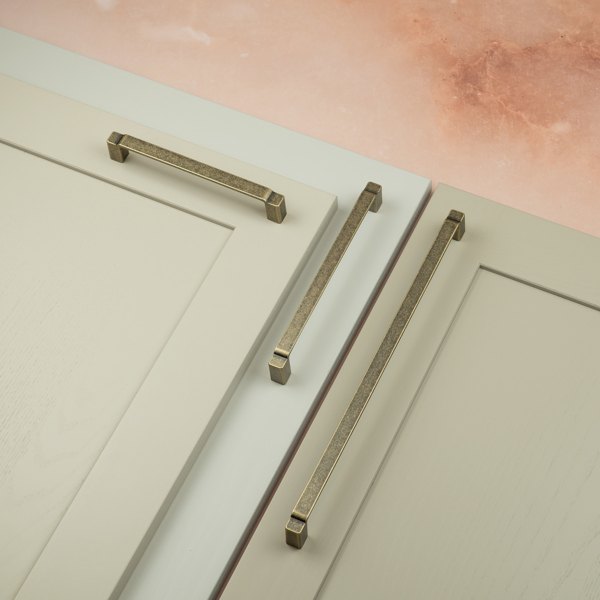 Handle & Home Antique Brass Stepped Cabinet Handles
