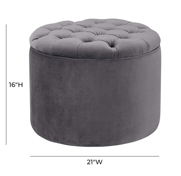 Furniture Edit Queen Grey Velvet Storage Ottoman