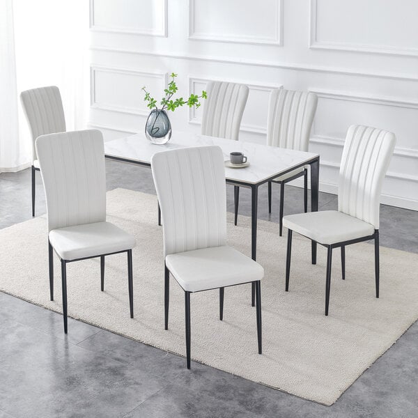 Set of 6 Velvet Effect Dining Chairs Plush Padded Upholstered Accent Chair Elle