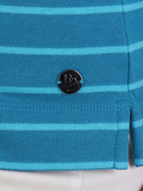 PennyPlain Stripe Square Neck Top - Wedgewood/lagoon