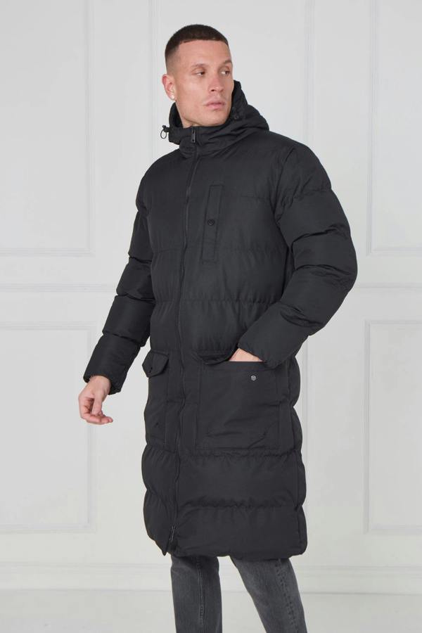 Heavyweight Longline Puffer Coat – Black