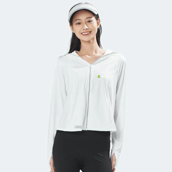Anniou Hooded Cropped Sun Protection Jacket - white