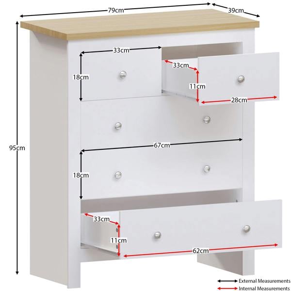 Vida Designs Arlington 3+2 Drawer Chest, Grey