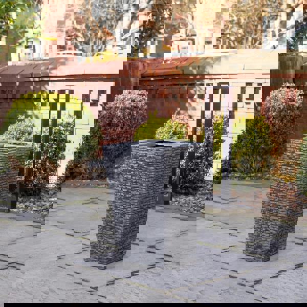 Samuel Alexander 30cm x 45cm Large Square Plastic Slate Effect Garden Planter in Dark Grey