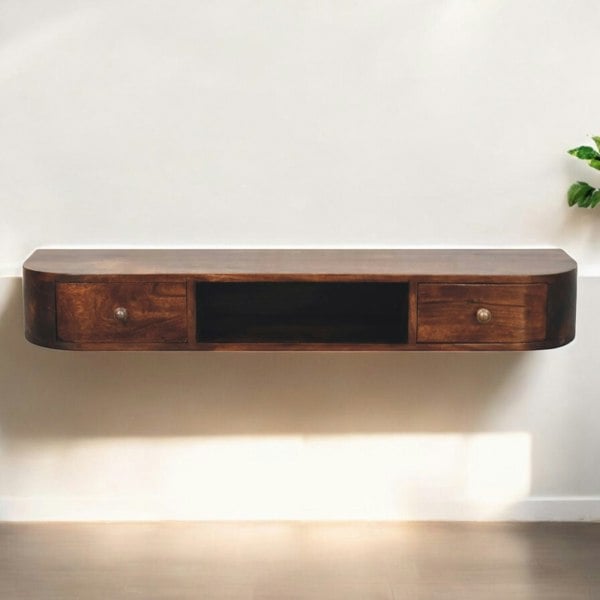 Artisan Furniture Lunar 2 Drawer Wall Mounted Chestnut Console